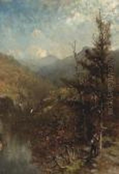 Mountain Trees And Passing Clouds Oil Painting by George Herbert McCord