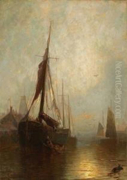 Ships In Port Oil Painting by George Herbert McCord