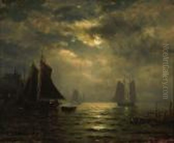 Moonlight Sailing Oil Painting by George Herbert McCord