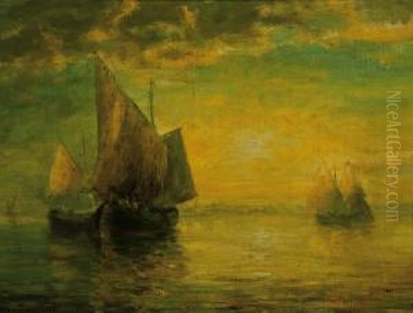 ''a Golden Sunset'' Oil Painting by George Herbert McCord