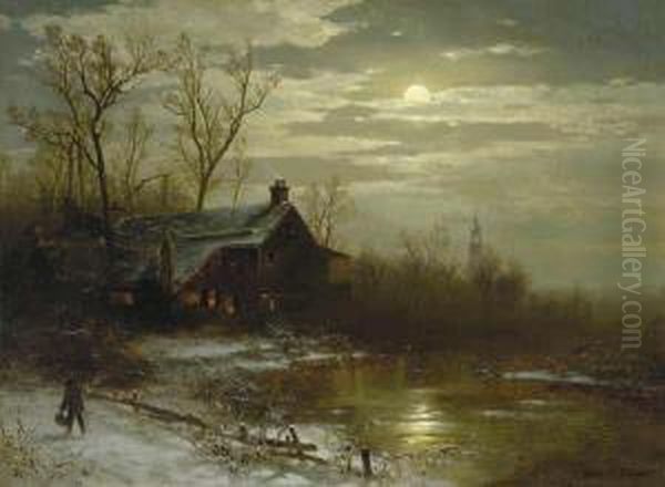 Moonlight, Journey's End Oil Painting by George Herbert McCord