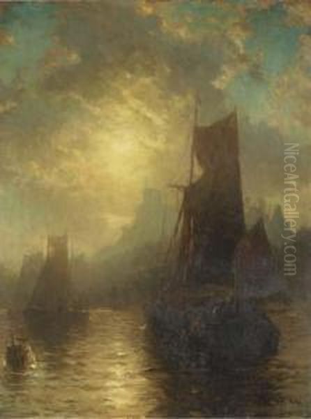 Sunset Over The Harbor Oil Painting by George Herbert McCord