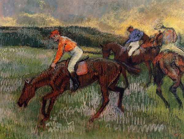 Three Jockeys Oil Painting by Edgar Degas