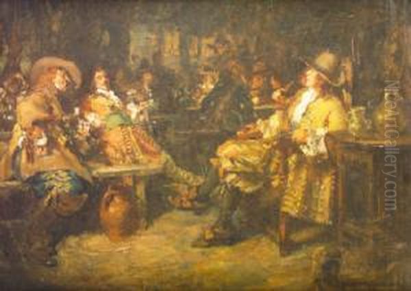 Cavaliers In A Tavern Oil Painting by Arthur David Mccormick