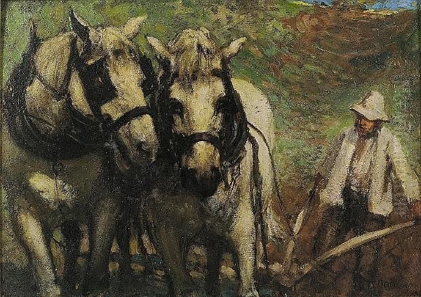 The Ploughing Team Oil Painting by Arthur David Mccormick