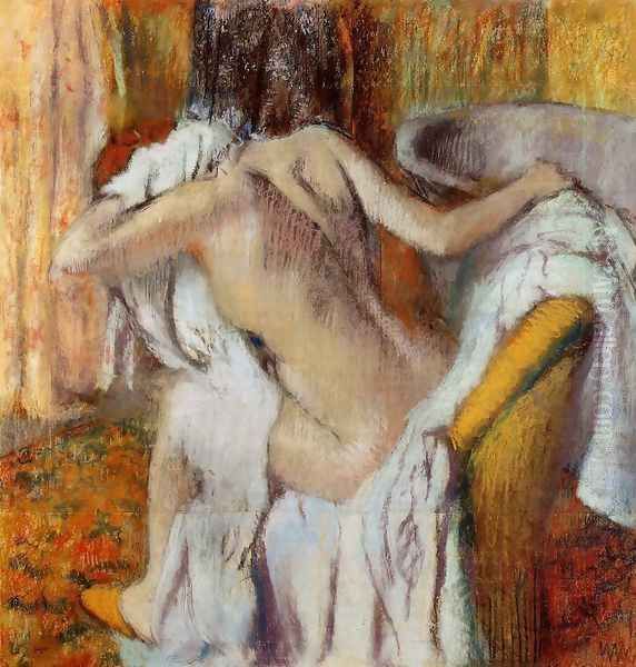 After the Bath, Woman Drying Herself I Oil Painting by Edgar Degas