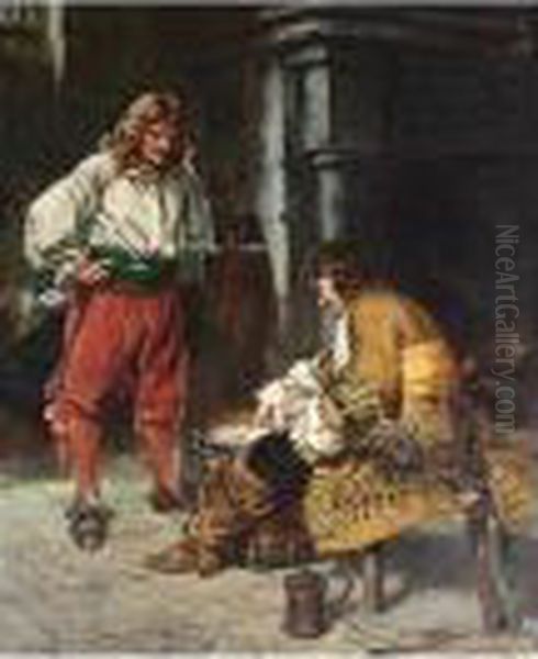 Telling His Fortune, Signed, Oil On Canvas, 60 X 49 Cm.; 23 1/2 X 19 1/2 In Oil Painting by Arthur David Mccormick