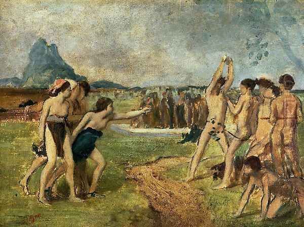 Young Spartans Exercising Oil Painting by Edgar Degas