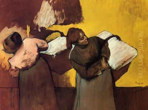 Laundress Carrying Linen Oil Painting by Edgar Degas