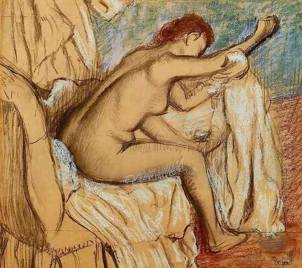 Woman Drying Herself IV Oil Painting by Edgar Degas