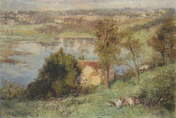 The Yarra From Kensington Road, South Yarra Oil Painting by Frederick McCubbin