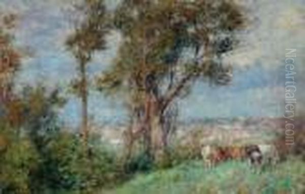 South Yarra Landscape With Cows Oil Painting by Frederick McCubbin