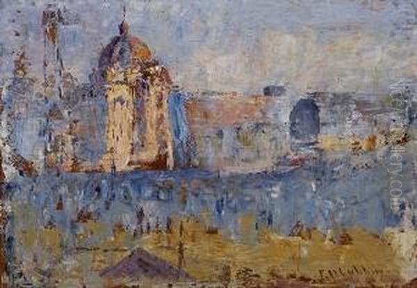 Flinders Street, Early Morning Oil Painting by Frederick McCubbin