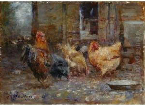 Chickens Oil Painting by Frederick McCubbin