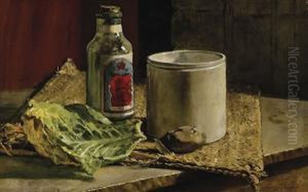 Still Life, Potato And Cabbage Leaf (verso: Portrait Of A Gentleman) Oil Painting by Frederick McCubbin