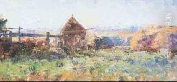 Haystacks Oil Painting by Frederick McCubbin