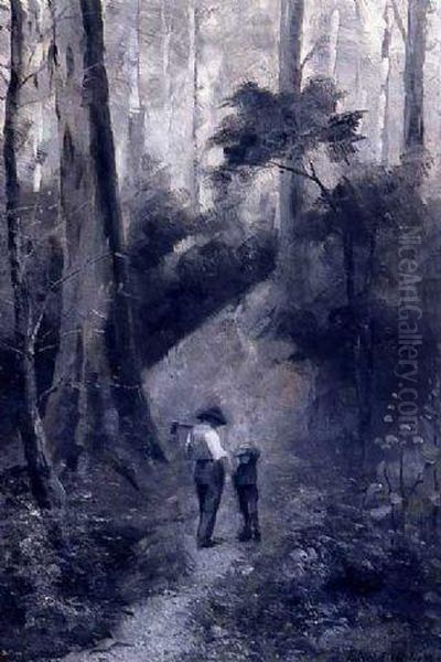 Woodcutter And Son Oil Painting by Frederick McCubbin