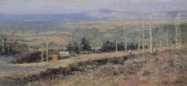 Figure On A Hillside In A Summer Landscape Oil Painting by Frederick McCubbin