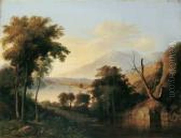 Ein See (loch) Im Schottischen Hochland. Oil Painting by Horatio McCulloch