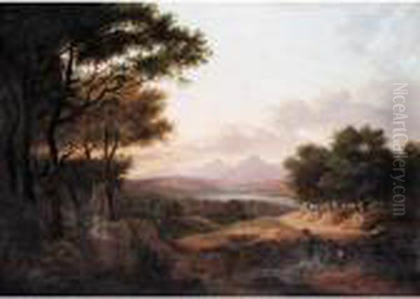 View Of A Distant Castle Oil Painting by Horatio McCulloch