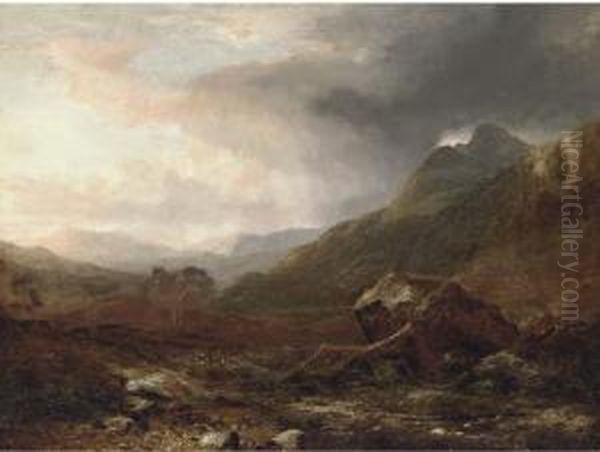 A Storm Gathering In The Highlands Oil Painting by Horatio McCulloch