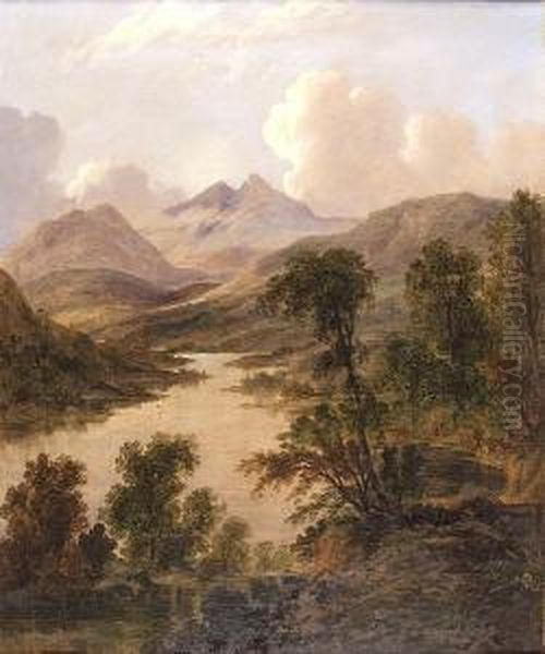 A Panoramic Scottish View, Possibly Queen's View Oil Painting by Horatio McCulloch