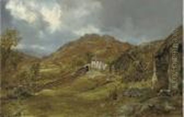 A Highland Cottage, Aberfoyle Oil Painting by Horatio McCulloch