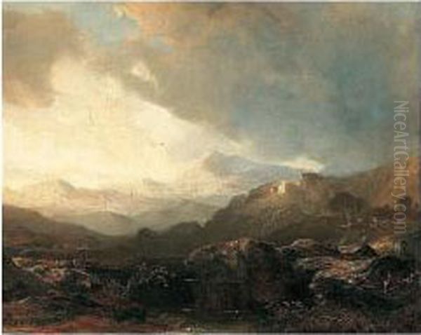 Highland Loch Scene Oil Painting by Horatio McCulloch