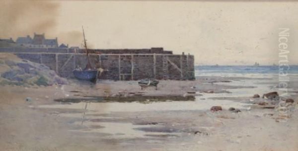 Macdougal A Silvery Morn Yorkshire Coast Oil Painting by John Mcdougal