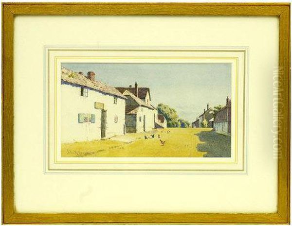 Sunny Village Scene, Probably North Wales Oil Painting by John Mcdougal