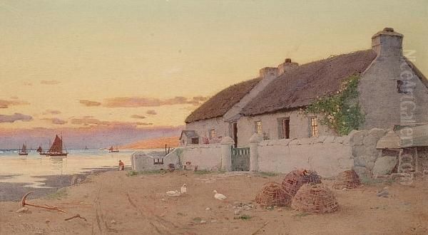 The Last Of The Glow Near Port St.mary, Isle Of Man Oil Painting by John Mcdougal