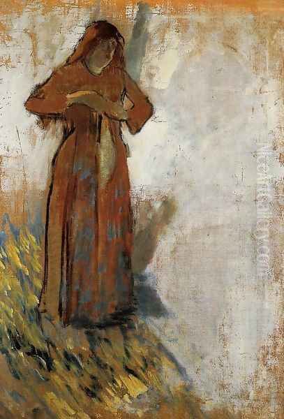 Woman with Loose Red Hair Oil Painting by Edgar Degas