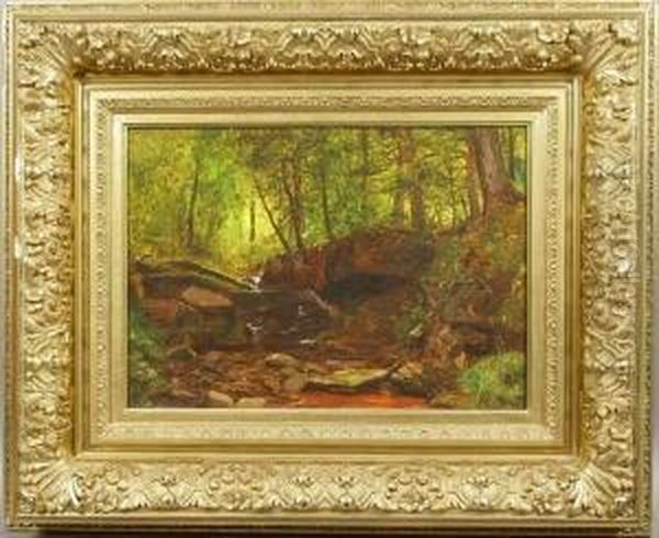 Woodland Interior Oil Painting by Jervis McEntee