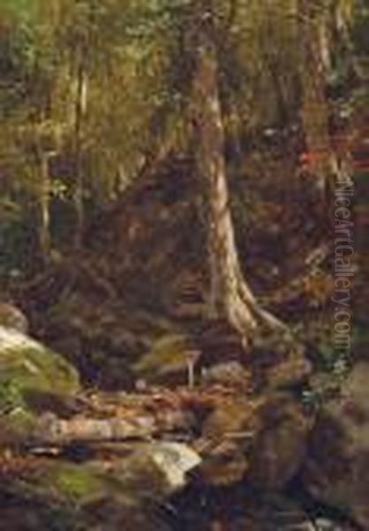 Forest Interior Oil Painting by Jervis McEntee