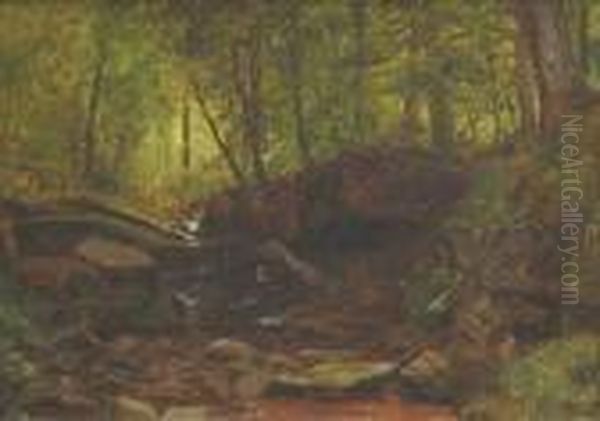 Woodland Interior Oil Painting by Jervis McEntee