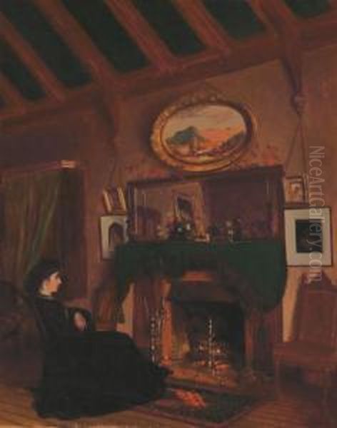 Sitting By The Fire Oil Painting by Jervis McEntee