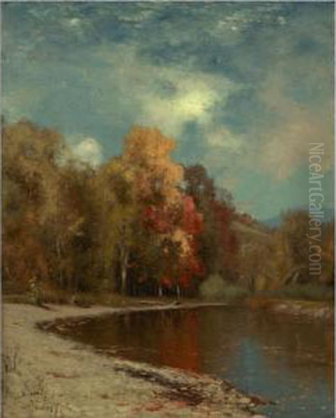 Autumn Leaves Oil Painting by Jervis McEntee