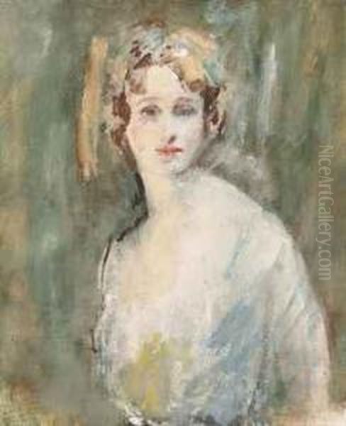 Portrait Of Zeena Lathom, Bust-length Oil Painting by Ambrose McEvoy