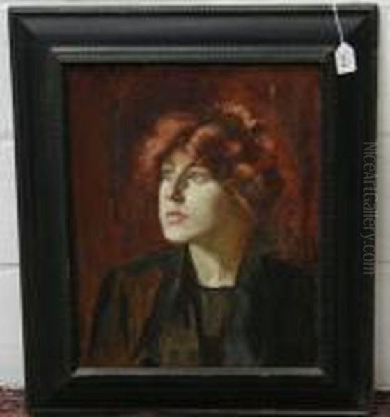 Portrait Of A Lady Looking To The Left Oil Painting by Ambrose McEvoy