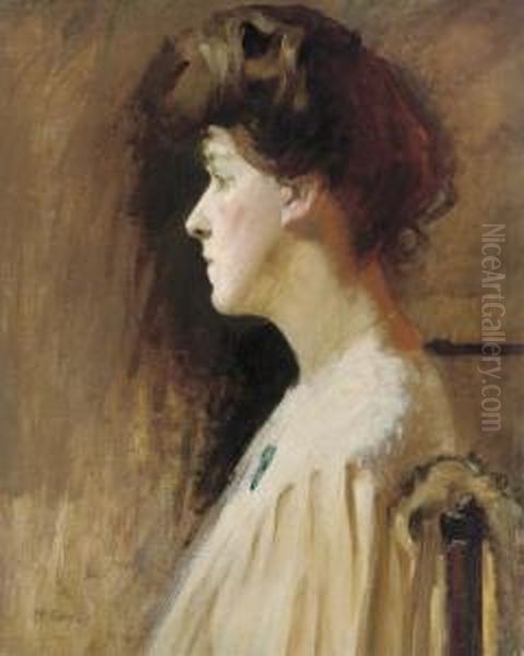 A Lady In Profile Oil Painting by Ambrose McEvoy