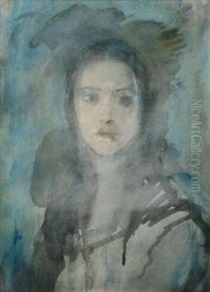 Portrait Of A Young Girl Oil Painting by Ambrose McEvoy