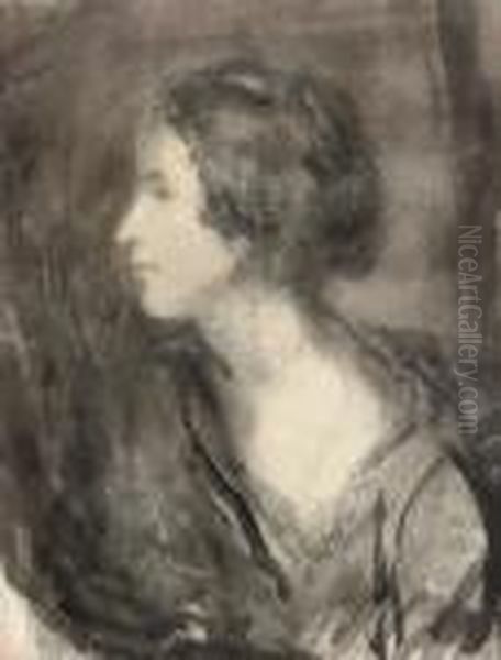 Portrait Of Madelaine Grovlitz, Bust-length Oil Painting by Ambrose McEvoy