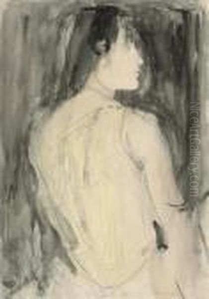 Portrait Of A Woman, Half-length, Viewed From Behind, Her Head Inprofile Oil Painting by Ambrose McEvoy