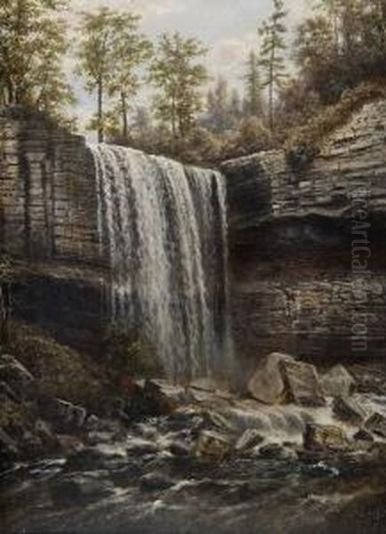 Waterfall Oil Painting by Ambrose McEvoy