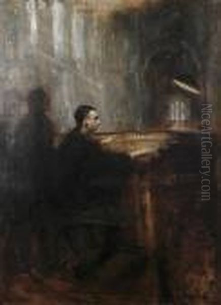 Monsieur Marcel Dupre At The Organ Of Notre Dame Oil Painting by Ambrose McEvoy