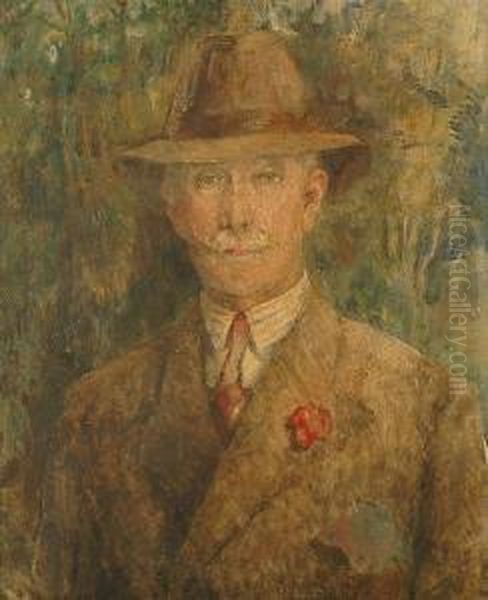 Portrait Of Major Bradshaw. Oil Painting by Ambrose McEvoy