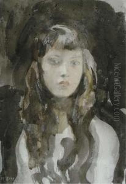 Portrait Of A Young Girl Oil Painting by Ambrose McEvoy