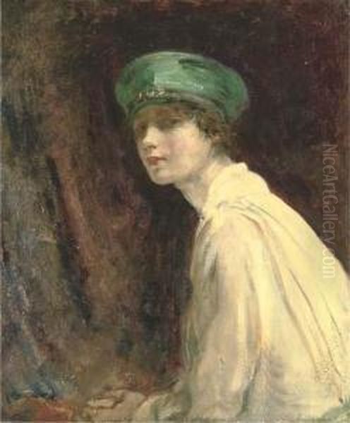 The Green Hat Oil Painting by Ambrose McEvoy