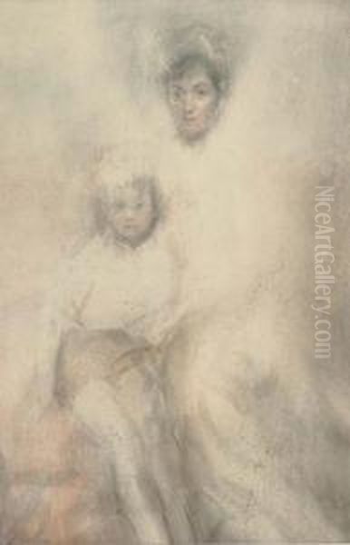 Mother And Child Oil Painting by Ambrose McEvoy