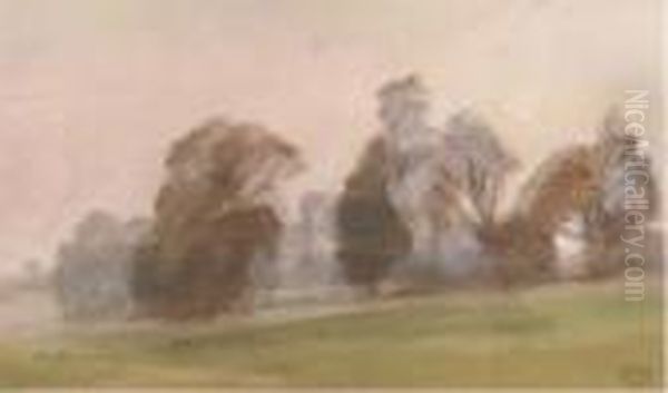 Misty Landscape With Trees Oil Painting by Ambrose McEvoy